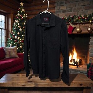 UNTUCKit Flannel Long Sleeve Western Casual Shirt Size L Collar Black Dark Gray